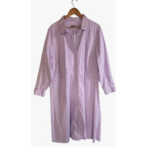 Talbots Shirt Dress Women's 24W Purple Striped 100% Cotton Poplin Midi New